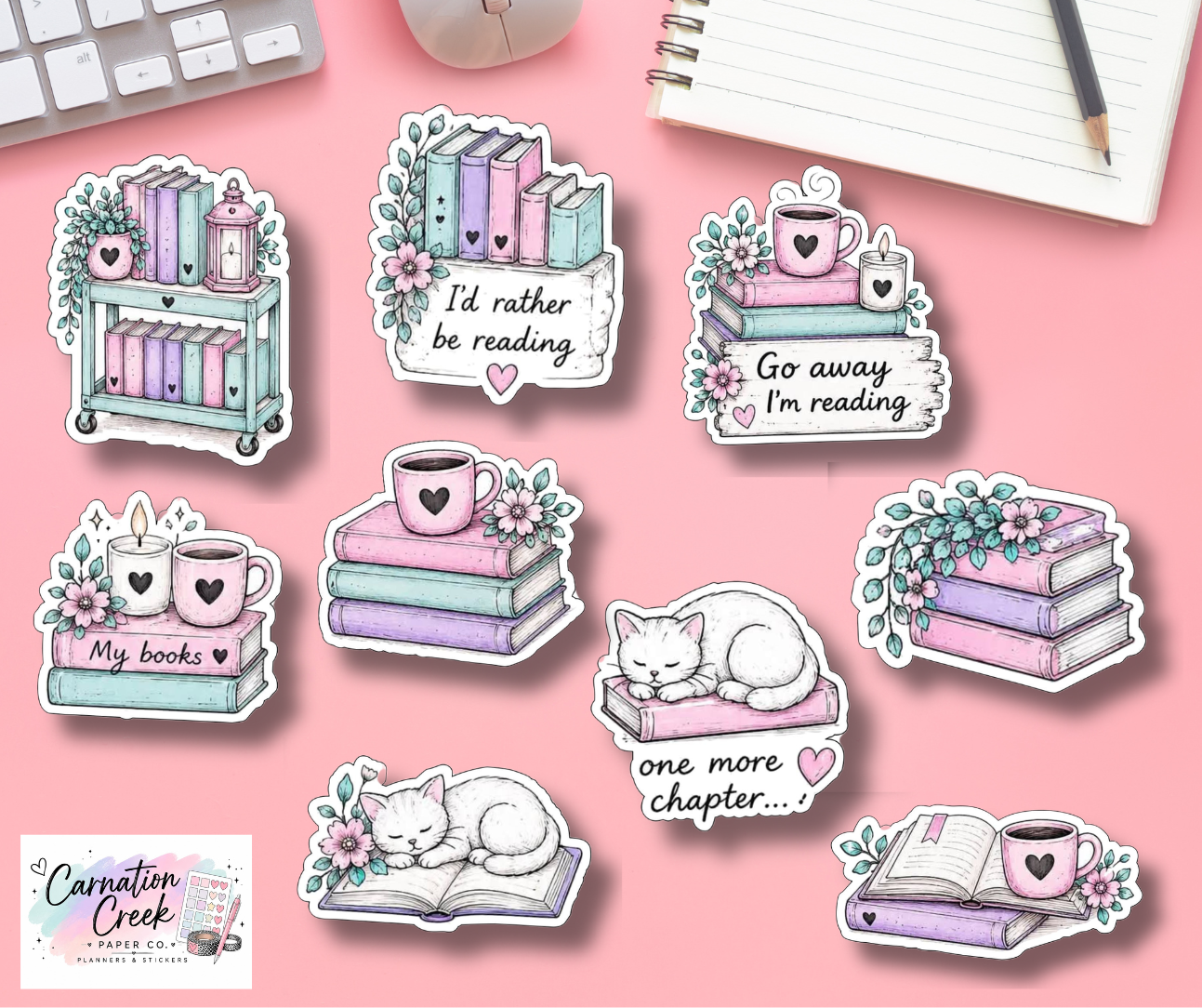 Bookish Die Cut Sticker Bundle 1