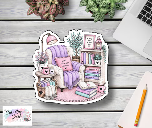 Cozy Book Nook - Die Cut Sticker