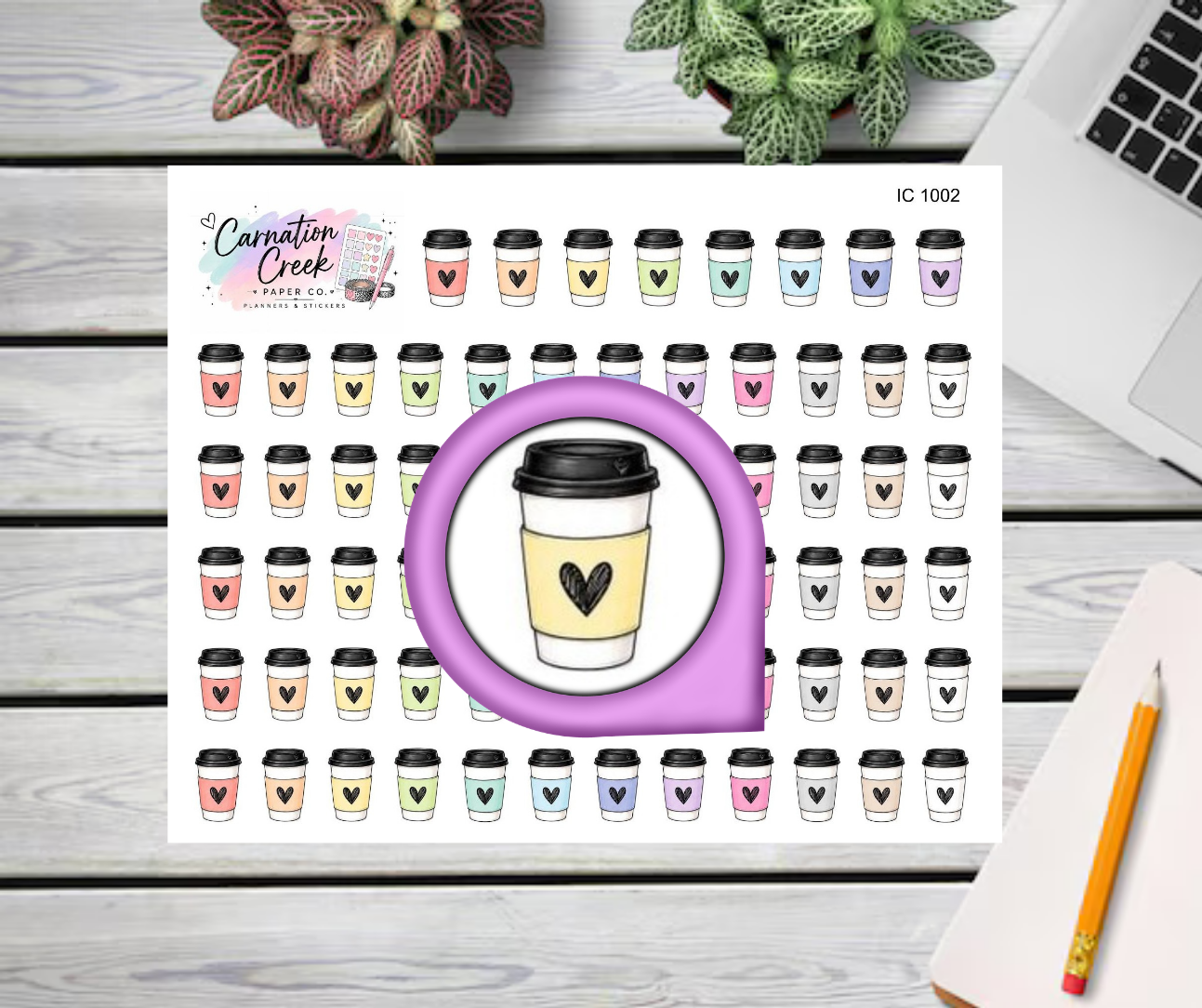 Coffee Cup Icon Sticker Sheet