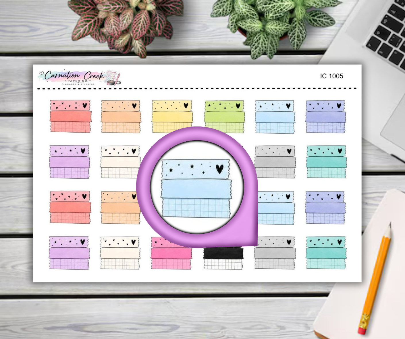 WASHI STRIP STACK - Planner Icon Sticker Sheet