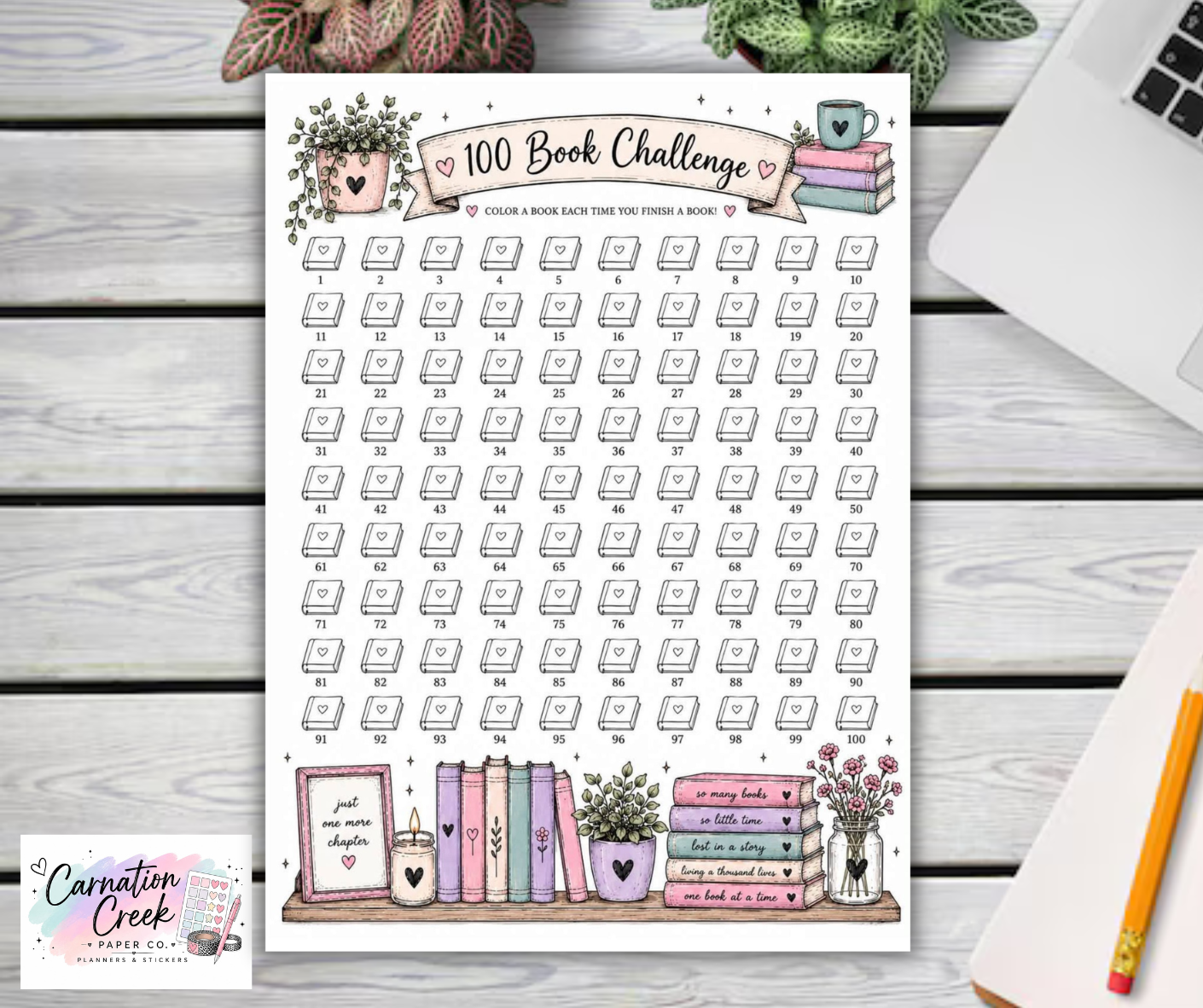 100 BOOK TRACKER STICKER - Planner Tracker Page